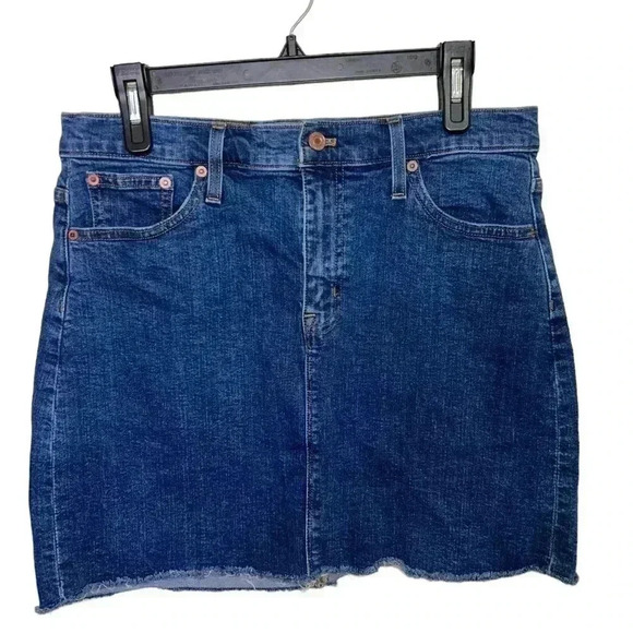 J. Crew Mercantile Raw Edge Hem Denim Mini Skirt Cutoff Frayed  Women's Size 8 - Picture 2 of 7